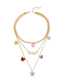 Fashion Yellow Alloy Resin Butterfly Letter Multi-layer Necklace