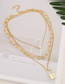 Fashion Golden Alloy Lock Heart Love Multi-layer Necklace
