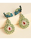Fashion Green Pear-cut Alloy Earrings With Crystal Diamonds