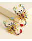 Fashion Color Sapphire Alloy Pierced Earrings With Crystal Diamonds