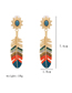 Fashion Color Feather Color Oiled Diamond-set Geometric Earrings