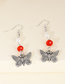 Fashion Green Ancient Silver Butterfly And Diamond Earrings