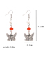 Fashion Orange Ancient Silver Butterfly And Diamond Earrings