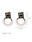Fashion Black Geometric Pearl And Diamond Hollow Alloy Earrings