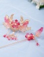 Fashion Pink Glass Flower Flying Crane Tassel Pearl Alloy Hairpin