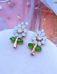 Fashion White Diamond-studded Flower Contrast Alloy Earrings