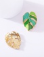 Fashion Green Leaf Dropped Oil Leaf Contrast Color Alloy Hollow Earrings