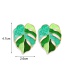 Fashion Green Leaf Dropped Oil Leaf Contrast Color Alloy Hollow Earrings