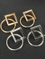 Fashion Golden Alloy Round Square Cross Hollow Stud Earrings