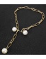 Fashion Golden Hollow Rectangular Chain Adjustable Imitation Pearl Necklace