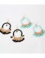 Fashion Black Large Ring Winding Tassel Rice Bead Chain Alloy Earrings