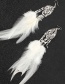 Fashion Black Geometric Tassel Feather Rice Bead Alloy Earrings