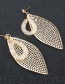 Fashion Golden Frosted Mesh Leaf Alloy Hollow Earrings