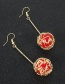 Fashion Red Pearl Geometric Ball Hollow Alloy Earrings