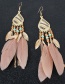 Fashion Brown Feather Beaded Leaf Drop Alloy Earrings