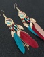 Fashion Color Mixing Feather Beaded Leaf Drop Alloy Earrings