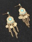 Fashion Blue Round Tassel Alloy Diamond Earrings