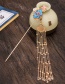 Fashion Blue Dripping Flower Pearl Resin Alloy Fringed Hairpin