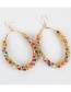Fashion Oval Color-contrasting Geometric Winding Rice Bead Braided Alloy Earrings