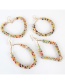 Fashion Diamond Color-contrasting Geometric Winding Rice Bead Braided Alloy Earrings