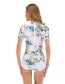 Fashion White Leaf Flower Printed One-piece Swimsuit Diving Suit