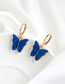 Fashion Royal Blue Alloy Resin Butterfly Earrings