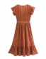 Fashion Orange Polka Dot Lotus Leaf Sleeve V-neck Belt Dress