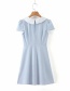 Fashion Blue Contrast Dress With Loose Lapel Stitching