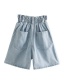 Fashion Blue Washed Paper Bag High Waist Denim Shorts