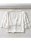 Fashion White Lace Stitching French V-neck Shirt