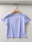 Fashion Light Purple V-neck Solid Color Short Sleeve Slim Pullover T-shirt