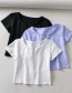 Fashion Black V-neck Solid Color Short Sleeve Slim Pullover T-shirt