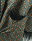 Fashion Dark Green Geometric Print Chicken Feather Stitching Lace Blazer
