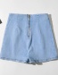Fashion Light Blue Washed Double Slit Jeans Skirt