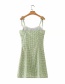 Fashion Green Plaid Lace Halter Dress