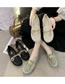 Fashion Creamy-white Letter Chain Round Head Flat Bottom Breathable Lace Mesh Single Shoes  Artificial Pu