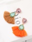 Fashion Orange Love Drop Tassel Earrings With Alloy Diamonds