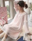 Fashion Pink Pure Cotton Ruffled Mesh Long-sleeved Nightdress  Cotton