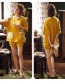 Fashion Yellow Dot Short-sleeved Cotton Loose Plus Size Printed Pajamas Suit  Cotton