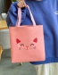 Fashion Pink Cat Print Contrast Color Shoulder Bag