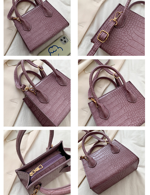 Fashion Purple Crocodile Diagonal Shoulder Bag