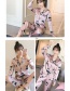 Fashion Pink Lover Long-sleeved Artificial Silk Plus Size Thin Printed Pajamas Suit  Silk
