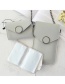 Fashion Light Grey Chain Round Lock Flip Wallet Card Holder Shoulder Crossbody Bag