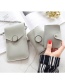 Fashion Light Grey Chain Round Lock Flip Wallet Card Holder Shoulder Crossbody Bag