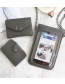 Fashion Gray-blue Chain Flip Can Touch Screen Mobile Phone Bag Wallet Card Bag Three-piece Combination