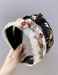 Fashion White Embroidered Small Flowers With Wide Knotted Mesh Headband