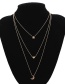 Fashion Golden Love Five-pointed Star Moon Alloy Multi-layer Necklace