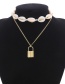 Fashion Golden Handmade Shell Lock Double-layer Alloy Necklace