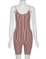 Fashion Red Striped Jumpsuit With Suspenders