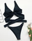 Fashion Black Double-sided Plain Swimsuit With Ring Straps